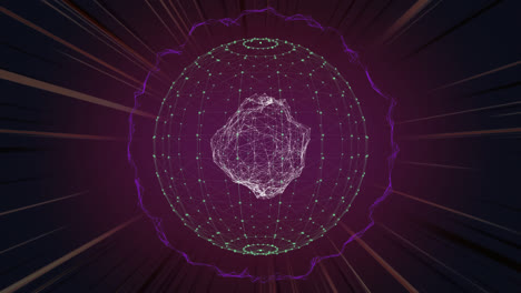Globus-Mit-Netzwerk-Von-Verbindungen-Vor-Violettem-Hintergrund