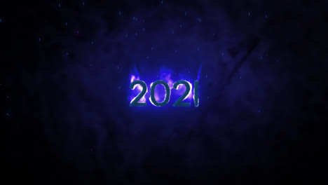 2021-In-Flammen-Auf-Blauem-Hintergrund