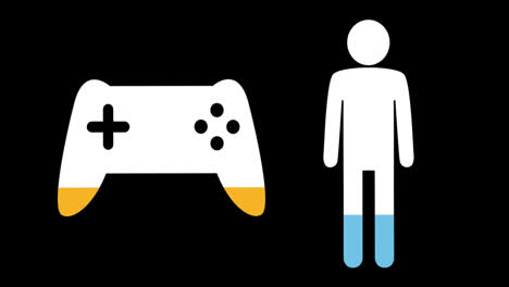 Male-and-game-controller-shapes-filling-up-with-colours-4k