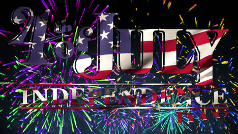 4.-Juli,-Unabhängigkeitstag-Text-Und-Eine-Amerikanische-Flagge-Mit-Feuerwerk
