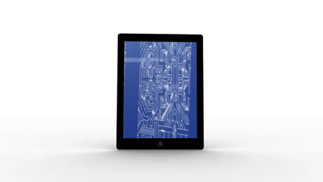 Animation-of-a-digital-tablet-showing-a-motherboard-on-the-screen
