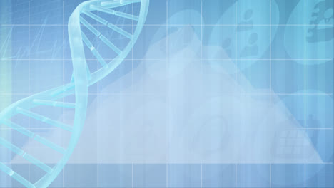 Rotierendes-DNA-Molekül-Und-Bewegter-Graph-Vor-Blauem-Hintergrund