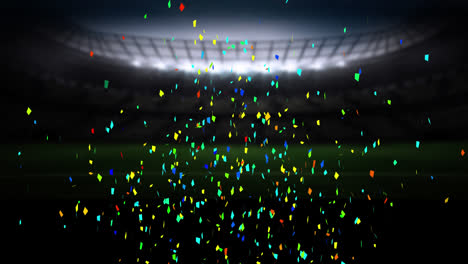 Animación-De-Confeti-Multicolor-Cayendo-Sobre-Un-Estadio-Deportivo-Vacío.