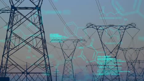 Chemical-structures-with-program-codes-and-a-background-of-transmission-towers