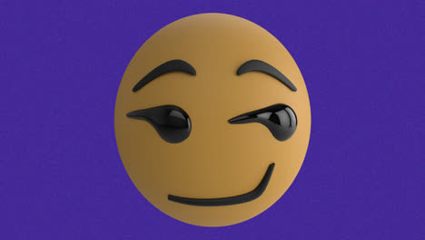 Grinsendes-Gesicht-Emoji-über-Zap--Und-Pow-Text-Auf-Sprechblasen-Vor-Blauem-Hintergrund