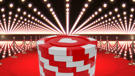Poker-chips-and-casino-red-carpet-with-flashing-lights