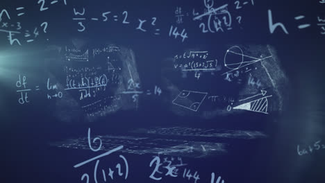Animation-of-math-equations-handwritten-on-chalkboard