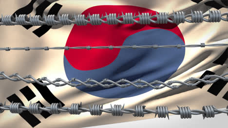 Barbed-wires-against-South-Korea-flag
