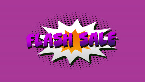 Flash-Sale,-Wow--Und-Pow-Text-Auf-Sprechblase-Vor-Violettem-Hintergrund