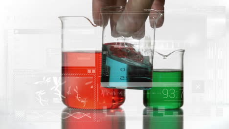 Laboratory-beakers-with-data-moving-in-the-foreground