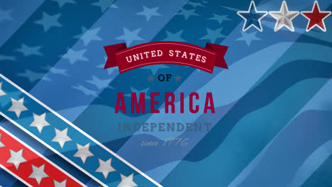 United-States-of-America,-Independent-since-1776-text-in-banner-and-flag