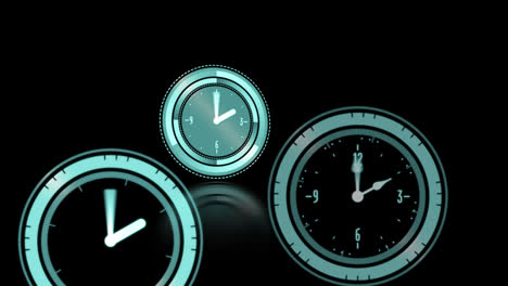 Clocks-moving-on-black-background