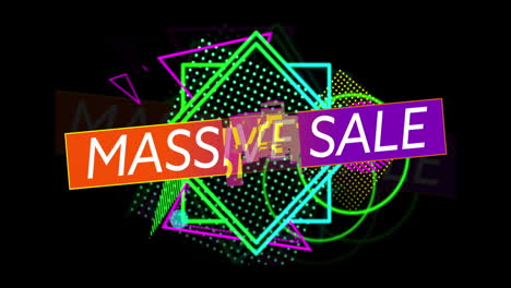 Retro-Massive-Sale-text-in-ribbon-above-neon-shapes-4k