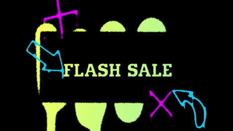 Wörter-Flash-Sale-Zeichnung-Mit-Farbe-Auf-Schwarzem-Bildschirm