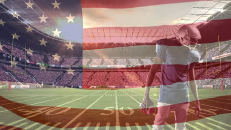 -American-football-player-preparing-to-shoot-ball-with-american-flag