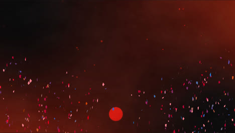 Animation-Von-Fallendem-Buntem-Konfetti-Mit-Orangefarbenen-Lichtpunkten-Auf-Dunklem-Hintergrund