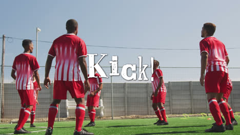 Animation-of-kick-text-over-football-players-on-the-pitch