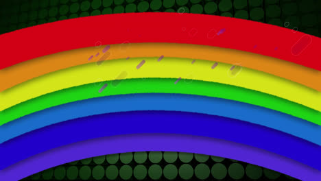 Animation-Von-Violetten-Lichtspuren,-Die-über-Regenbogenkurven-Fallen