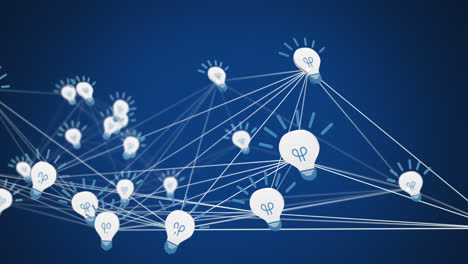 Digital-animation-of-network-of-bulb-icons-against-blue-background