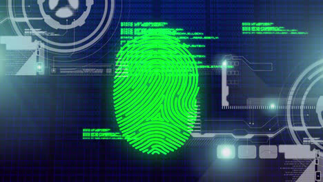 Animation-of-biometric-fingerprint,-scope-scanning-and-data-processing