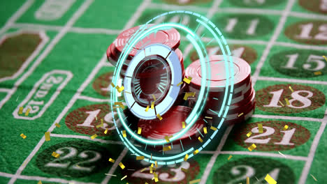 Animation-of-scope-scanning-over-playing-chips-on-casino-gambling-board