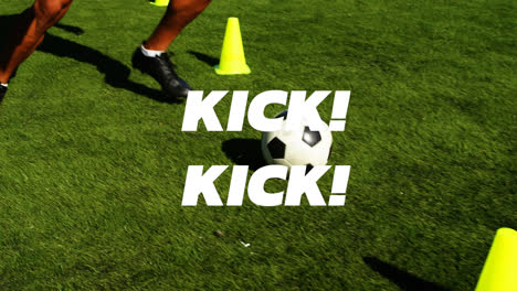 Animation-of-kick-text-over-football-player-on-the-pitch