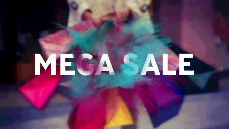 Animation-of-mega-sale-text-over-moving-pink-and-blue-clouds