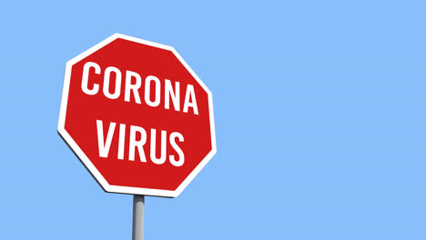 Digital-animation-of-coronavirus-text-on-sign-board-against-blue-background