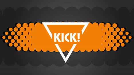 Animation-of-kick-text-over-orange-geometrical-shapes