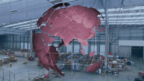Digital-composition-of-spinning-globe-against-warehouse-in-background
