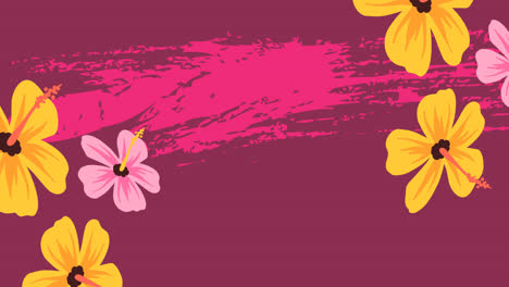 Digital-animation-of-multiple-flowers-against-pink-background