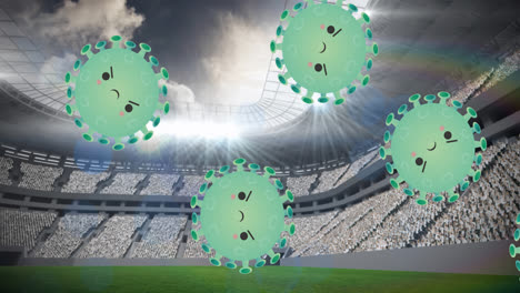 Animation-of-covid-19-cells-over-sports-stadium