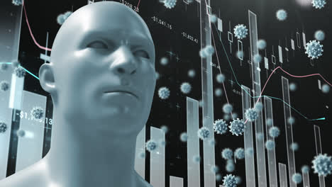 Digitale-Animation-Des-Menschlichen-Gesichtsmodells-Und-Der-Covid-19-Zellen-Vor-Dem-Hintergrund-Der-Statistischen-Datenverarbeitung