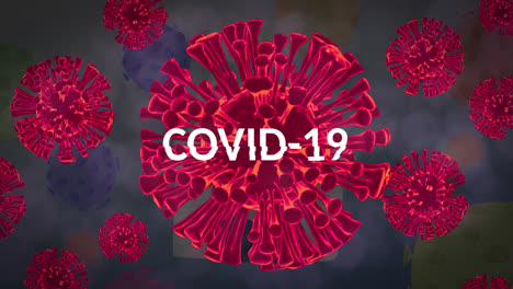 Animation-Von-Covid-19-Zellen-über-Covid-19-Text