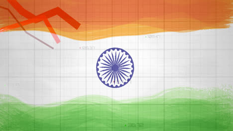 Composición-De-Células-Covid-19-Y-Estadísticas-Con-Líneas-Rojas-Sobre-La-Bandera-India