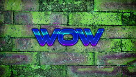 Animation-of-wow-text-on-green-background