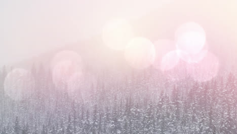 Animation-of-good-vibes-text-over-winter-landscape