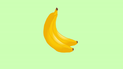 Animation-Von-Zwei-Bananen,-Die-Sich-Auf-Grünem-Hintergrund-Bewegen