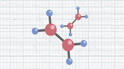 Animación-De-Moléculas-Sobre-Cuadrícula-Azul-Sobre-Blanco