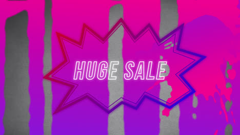 Animation-of-huge-sale-text-in-retro-speech-bubble