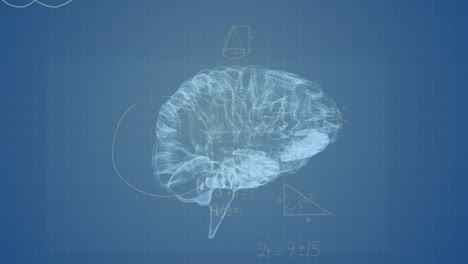 Animation-of-mathematical-equations-over-digital-model-of-human-brain-on-black-background