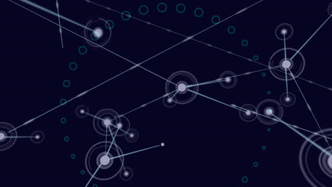 Digitale-Animation-Eines-Netzwerks-Von-Verbindungen-Vor-Einer-Kugel,-Die-Auf-Blauem-Hintergrund-Kreise-Bildet
