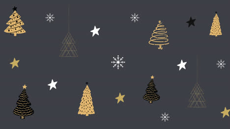 Animación-De-árboles-De-Navidad-Y-Copos-De-Nieve-Sobre-Fondo-Gris-Ahora