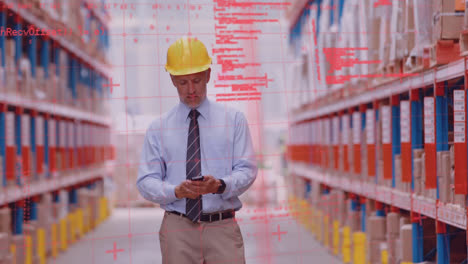 Animation-of-data-processing-over-man-working-in-warehouse