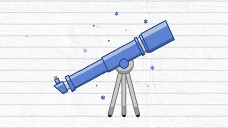 Animation-Eines-Teleskops-über-Einem-Blauen-Gitter-Auf-Weiß