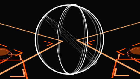 Animation-of-scopes-scanning-and-orange-markers-recording-over-black-background