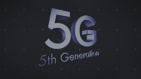 5g-text-and-multiple-light-trails-against-grid-network-on-black-background