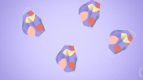 Animation-of-face-masks-on-purple-background