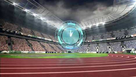 Animation-of-digital-clock-over-sports-stadium
