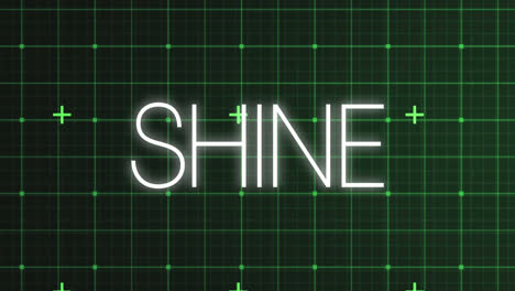 Animation-of-shine-text-over-green-digital-grids
